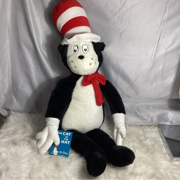 Vintage Macy’s Dr Seuss Cat in the Hat 30” Plush w/ Mini Hard Book NWOT - Picture 2 of 10